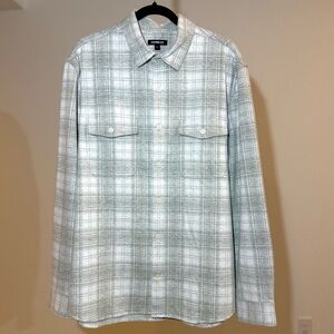Express Gray and White Plaid Shirt